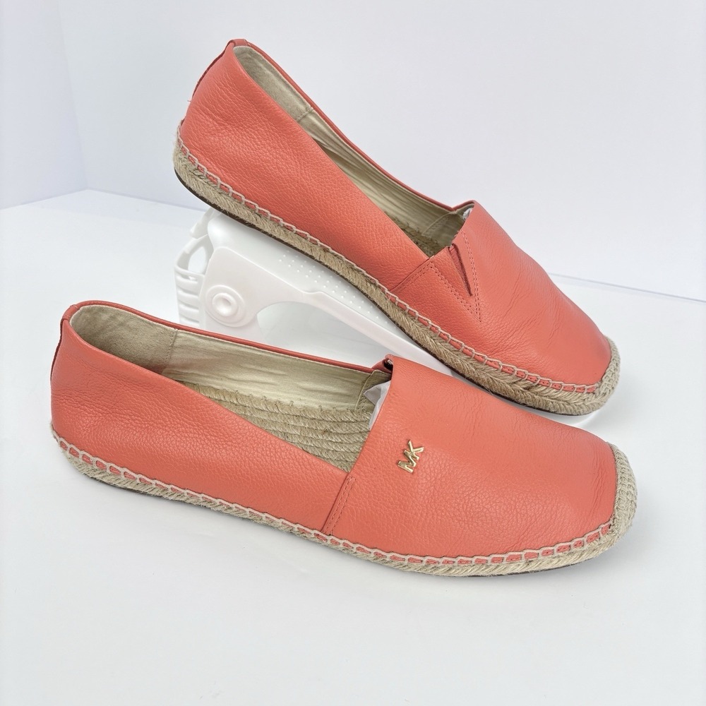 Michael Kors Kendrick Espadrille Flats Shoes Spiced Coral Leather Women's 9.5M